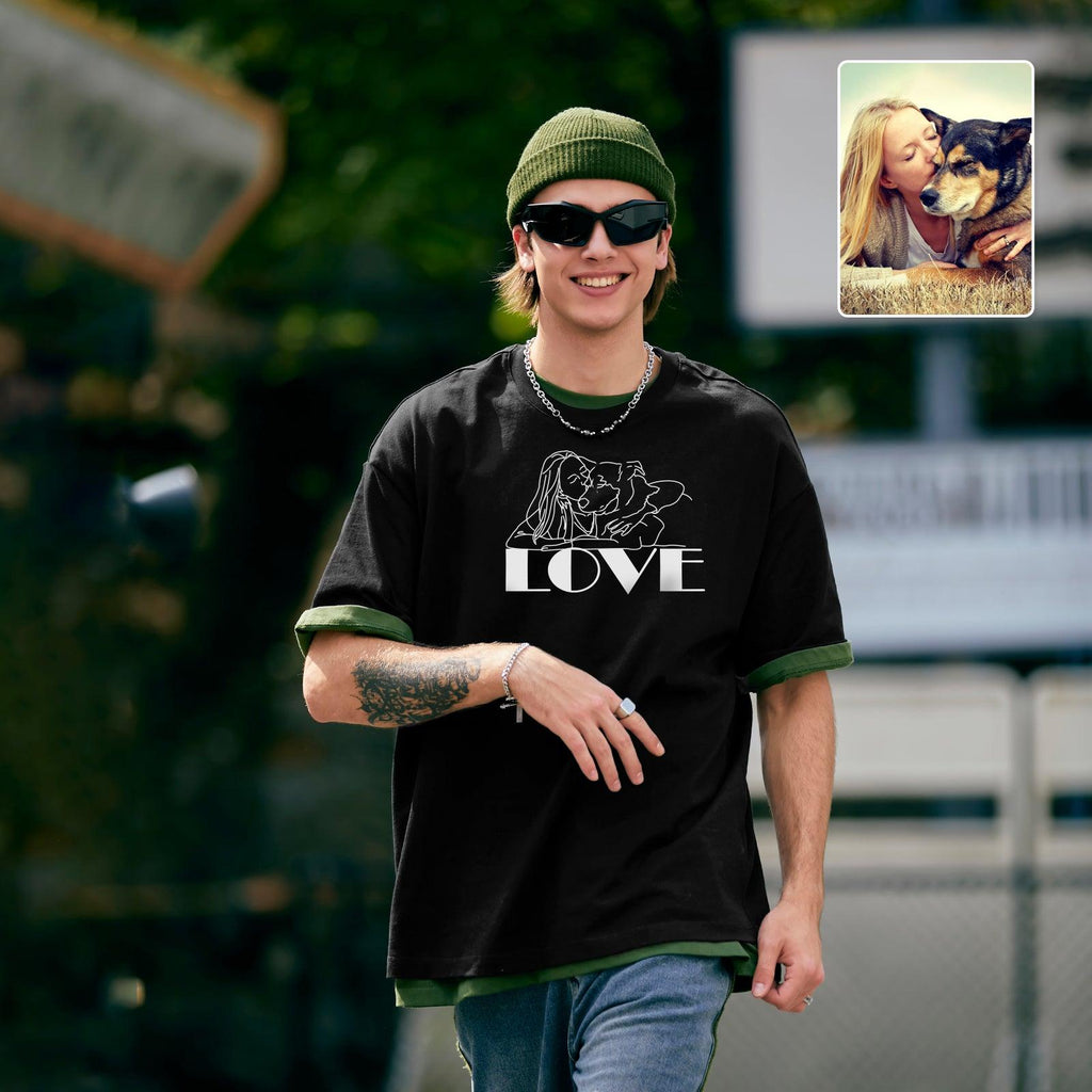 Custom Pet Printed 100% Cotton Oversized T Shirt Unisex